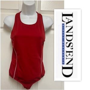 Lands End Red Pro Back One Piece Swimsuit
